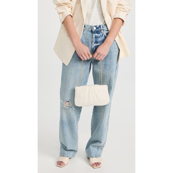 Loeffler Randall Brit Flat Pleated Pouch in Pearl New Womens Clutch Shoulder - Picture 5 of 15